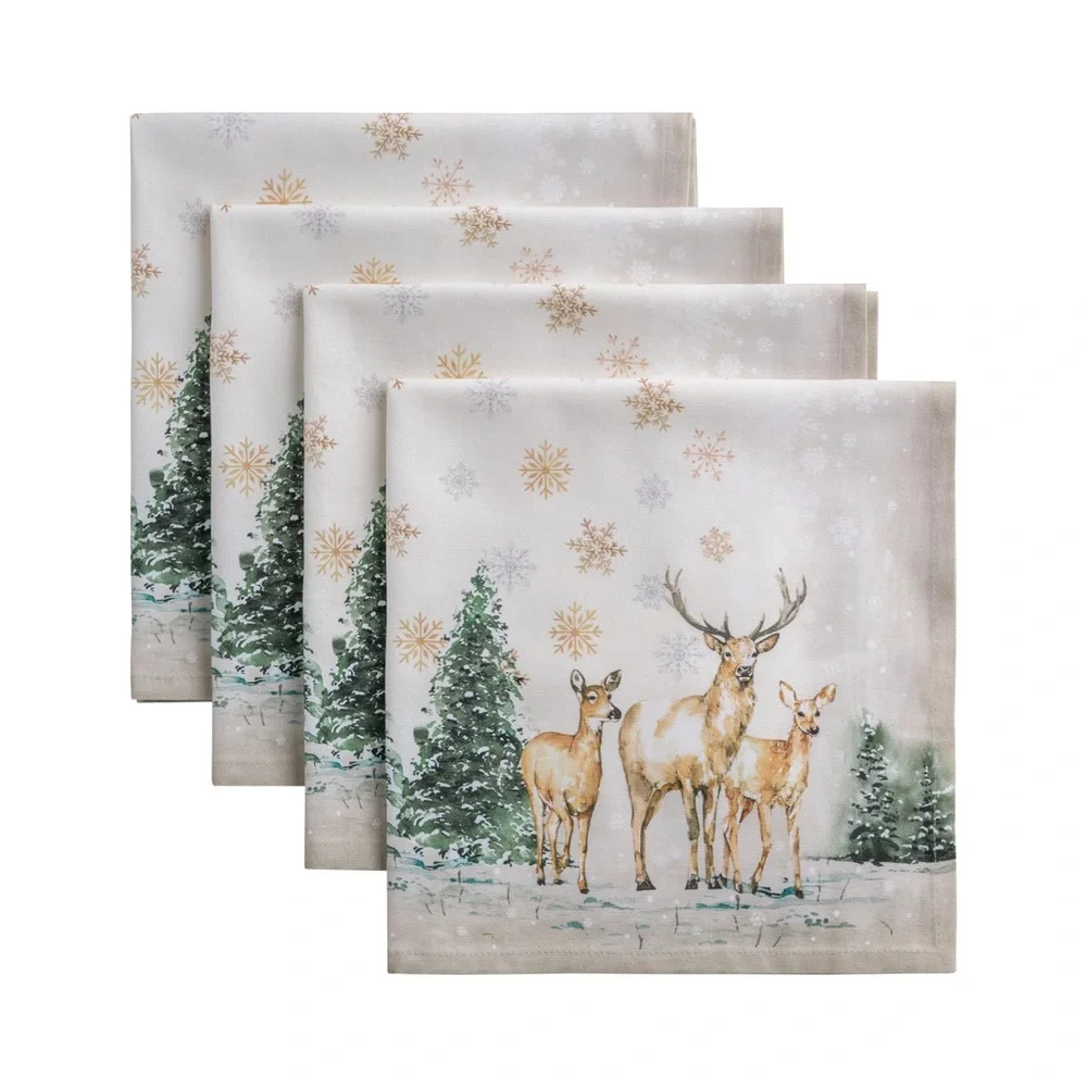 Maison D' Hermine Cloth Napkins Set Of 4 100% Cotton For Thanksgiving Christmas